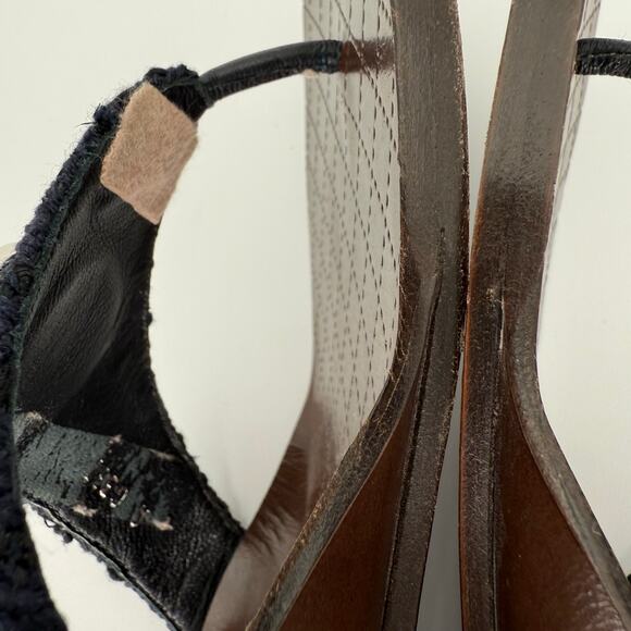 CHANEL Interlocking CC Logo Quilted Thong Sandals EU 39 US 8.5-9 Navy Blue Flats - Picture 13 of 15